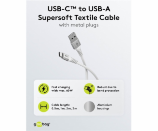 textilní kabel goobay Supersoft USB 2.0, zástrčka USB-A >...