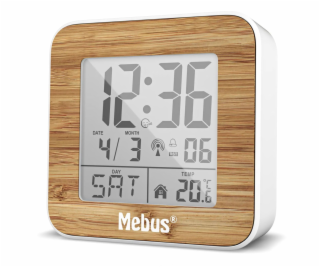 Mebus 27247  Weiß/Holzoptik Funkwecker digital