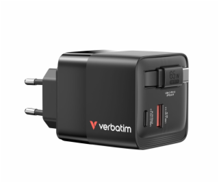Verbatim Gan Charger 65W 2xUSB-C PD,1xUSB-A, retrac. Cabl...