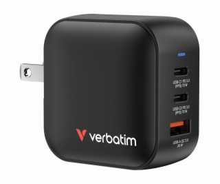 Verbatim Mini GaN Charger 70W 2xUSB-C PD, 1xUSB-A QC 3.0 ...