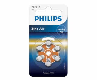 1x6 Philips Zinc-Air PR48 / 13 Hörgeräte Batterie