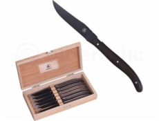 Laguiole Tradition Laguiole Steakmesser-Set 6 tlg. Schwarze Klinge/Wengegriff