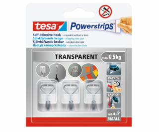 Háček na šaty Tesa Powerstrips, 3 ks, průhledný