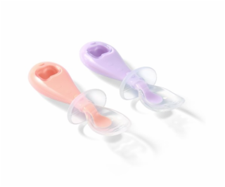 Dětská silikonová lžička Baby Ono 2 ks růžová, fialová