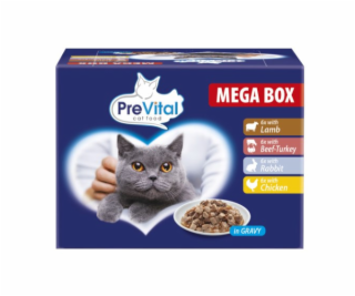 PREVITAL Cat Food Megabox s jehněčím, hovězím, králíkem a...