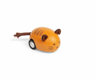 Bigjigs Toys Dřevěné natahovací zvířátko 1 ks Kočka oranžová
