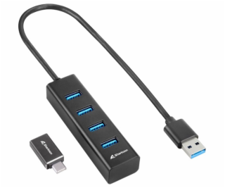 Sharkoon 4-Port USB 3.2 Gen 1 Aluminium Hub, USB-Hub 4044...
