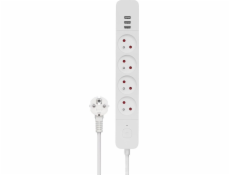 SAVIO Power strip 4 zásuvky a 3 x USB-A 1 5m biela LZ-12