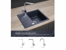 Zlewozmywak Concept DG05C45dg kuchenny granitowy z ociekaczom CIEMNO SZARY