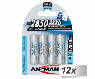12x4 Ansmann NiMH aku 2850 Mignon AA 2650 mAh