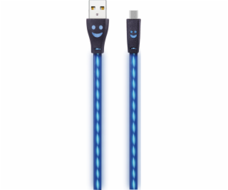 USB kábel 2GO 2GO USB Ladekábl-schwarz-mit blue LED-Beleu...