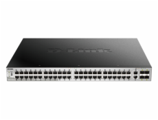 D-Link DGS-3130-54PS L3 Stck. Mng. PoE switch, 48x GbE PoE+, 2x 10G RJ-45, 2x 10G SFP+, PoE 370W