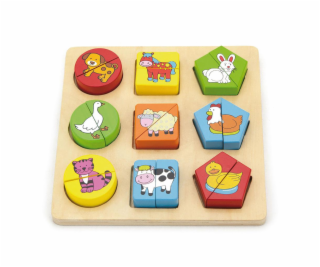 Dřevěné vkládací puzzle tvary se zvířátky Viga