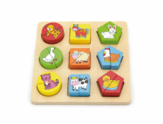 Dřevěné vkládací puzzle tvary se zvířátky Viga