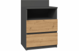 Topeshop MALWA M1 NOČNÁ SKRIŇKA - ANTRACIT / DUB ARTISAN
