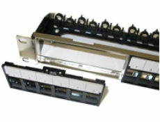 XtendLan Patch panel 19 , 24 portů, neosazený, stíněný, černý, ,CAT5e,6,6A,7, vyvazovák
