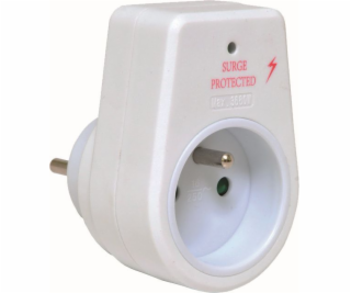 Zásuvka s přepěťovou ochranou bílá plast, IP20, 8x5,5 cm