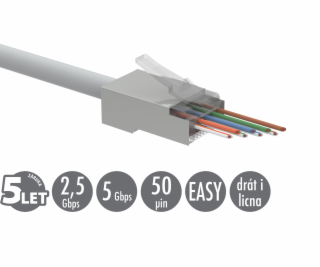 Univerzální EASY konektor RJ45 CAT5E STP 8p8c na drát i l...