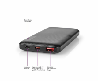Nedis UPBKPD10000BK - Powerbanka | 10000 mAh | Výstup 1x ...