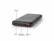 Nedis UPBKPD10000BK - Powerbanka | 10000 mAh | Výstup 1x USB-A / 1x USB-C™ | Vstup 1x Micro USB / 1x USB-C™ | PD2.0 18W 