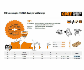 CMT CMT SAW ITK D = 250 F = 30 Z = 24N K = 2,4/1,6 CMT271...