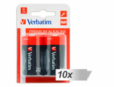10x2 Verbatim alkalicky Batterie Mono D LR 20               49923