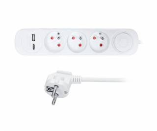 Prodlužovací kabel 3 zásuvky 2m SOLIGHT PP111USBC