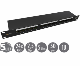 19  Patch panel Solarix 24 x RJ45 CAT5E STP černý