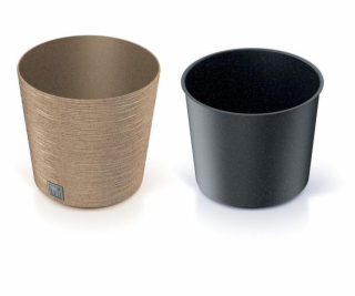 Květináč Prosperplast FURU ROUND LOW ECO WOOD 25 cm naturo 