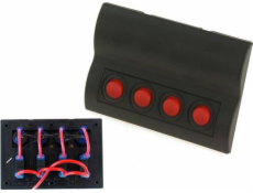 TurboWorks_F Spínače 12/24V IP68 ON-OFFx4, 4xB 2x5A 1x10A 1x15A, LED IP68