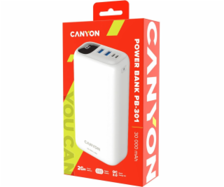 CANYON powerbanka PB-301, 30000mAh Li-poly QC&PD, display...