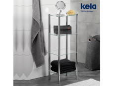 KELA Regál LARS rohový, chróm / sklo, 4. patrový KL-18051