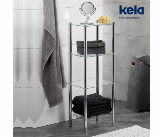 KELA Regál LARS rohový, chróm / sklo, 3. patrový KL-18100