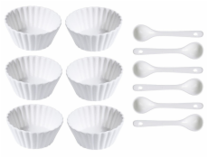 EXCELLENT Sada porcelánových misek se lžičkou 12 ks vlnovka úzká KO-798000050vluz
