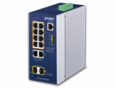 Planet IGS-4215-8UP2T2S průmyslový L2 PoE switch 10x 1Gb, 2x SFP 1Gb, 802.3bt 360W, IP30, -40 až 75°C, 48-54VDC