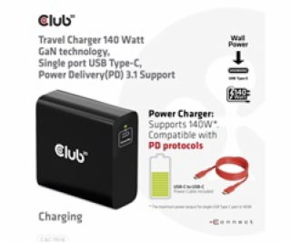 Club3D cestovní nabíječka USB-C 140W