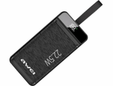 Powerbank Awei Awei Powerbank P142K 50000MAH 22.5W Černá/černá 3xusb/PD/Lightning Display + LED LAMP