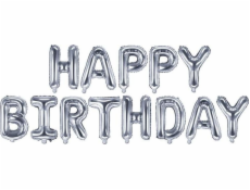 Party Deco fóliový balónek HAPPY BIRTHDAY, stříbrný, 340x35 cm univerzální