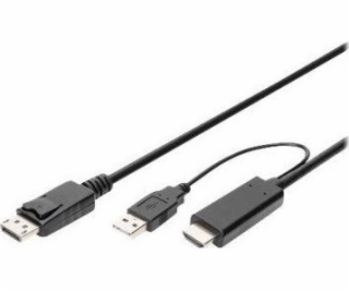 AV adaptér Digitus 2M KABEL ADAPTÉRU HDMI TO DP 2M KABEL ...