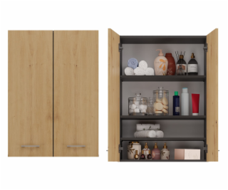 Topeshop POLA MINI DD ANT/ART koupelnový doplněk Grafit, Dub