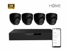 N85P4 HOME NVR PoE recorder + 4x black camera, 3K+ (5 MPx) resolution, set