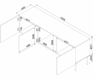 Cama RTV skříň ISLA 150,5x40x60 kašmírová matná