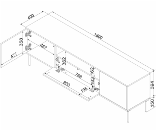 Cama RTV skříň EF + krb černá TRESSE 180x40x54,5 matná ze...