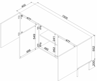 Cama Komoda SIENA 150,5x40x75 kašmírová matná