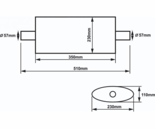 Slide Central Silencer 57mm Slide 304SS 350mm