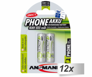 12x2 Ansmann maxE NiMH aku Mignon AA 800 mAh DECT Phone