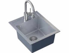 Steiner Art Johnny 100 (43x50x20,3) Sink Steingran Art Silver s manuálním sifonem, naomi baterií a dávkovač - stříbro
