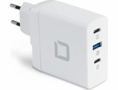 DICOTA Universal PRO - Síťový adaptér - technologie GaN - 100 Watt - 5 A - PD 3.0, QC 4+ - 3 výstupní konektory (2 x USB-C, USB) - bílá