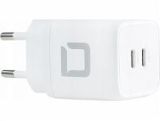 DICOTA Comfort - Síťový adaptér - 45 Watt - 2.5 A - 2 výstupní konektory (24 pin USB-C) - bílá