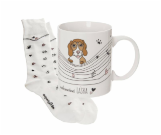 Hrnek NEKONEČNÁ LÁSKA 350 ml+ponožky pes